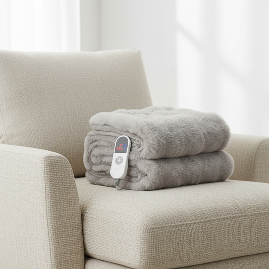 Elite Comfrt Faux Fur Heated Blanket 6 Levels Timer